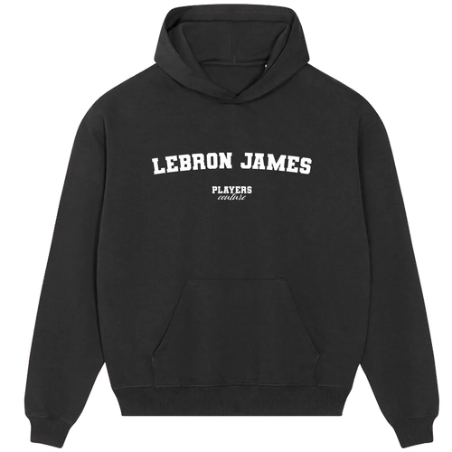 LeBron James hoodie – navy men's hoodie with white LeBron James letters and Players Couture logo on the chest