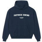 Patrick Ewing hoodie – navy men's hoodie with white Patrick Ewing letters and Players Couture logo on the chest