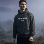 Foxhunter hoodie – navy men's hoodie with white Foxhunter letters and Players Couture logo on the chest