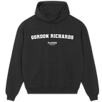 Gordon Richards hoodie – grey men's hoodie with black Gordon Richards letters and Players Couture logo on the chest