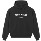 Ruby Walsh hoodie – grey men's hoodie with black Ruby Walsh letters and Players Couture logo on the chest