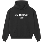 Jim Crowley hoodie – grey men's hoodie with black Jim Crowley letters and Players Couture logo on the chest