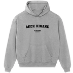 Mick Kinane hoodie – grey men's hoodie with black Mick Kinane letters and Players Couture logo on the chest