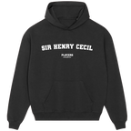 Sir Henry Cecil hoodie – navy men's hoodie with white Sir Henry Cecil letters and Players Couture logo on the chest