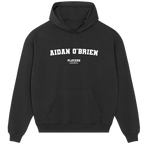 Aidan O'Brien hoodie – black men's hoodie with white Aidan O'Brien letters and Players Couture logo on the chest