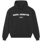 Mark Johnston hoodie – grey men's hoodie with black Mark Johnston letters and Players Couture logo on the chest