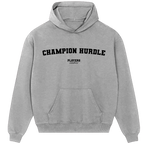 Champion Hurdle hoodie – red men's hoodie with white Champion Hurdle letters and Players Couture logo on the chest
