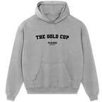 The Gold Cup hoodie – red men's hoodie with white The Gold Cup letters and Players Couture logo on the chest