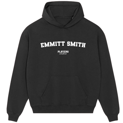 Emmitt Smith hoodie – navy men's hoodie with white Emmitt Smith letters and Players Couture logo on the chest