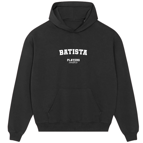 Batista hoodie – navy men's hoodie with white Batista letters and Players Couture logo on the chest