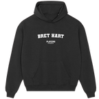 Bret Hart hoodie – red men's hoodie with white Bret Hart letters and Players Couture logo on the chest