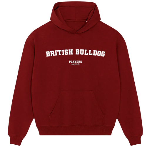 British Bulldog hoodie – navy men's hoodie with white British Bulldog letters and Players Couture logo on the chest