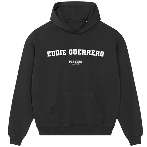 Eddie Guerrero hoodie – navy men's hoodie with white Eddie Guerrero letters and Players Couture logo on the chest