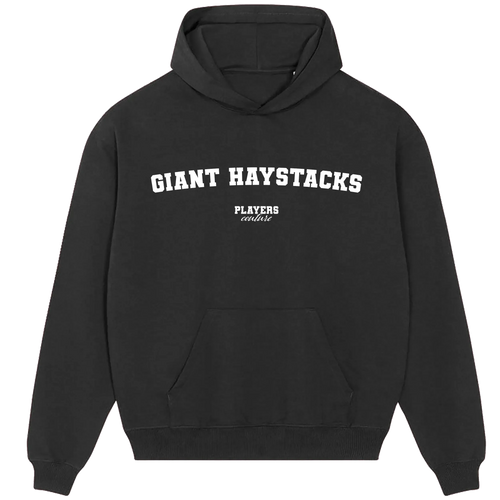 Giant Haystacks hoodie – navy men's hoodie with white Giant Haystacks letters and Players Couture logo on the chest