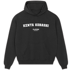 Kenta Kobashi hoodie – grey men's hoodie with black Kenta Kobashi letters and Players Couture logo on the chest