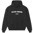Kevin Owens hoodie – grey men's hoodie with black Kevin Owens letters and Players Couture logo on the chest