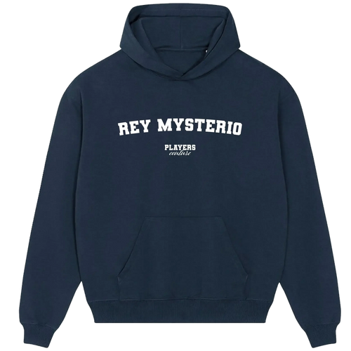 Rey Mysterio hoodie – navy men's hoodie with white Rey Mysterio letters and Players Couture logo on the chest