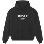 Triple H hoodie – black men's hoodie with white Triple H letters and Players Couture logo on the chest