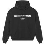 Massimo Stano hoodie – grey men's hoodie with black Massimo Stano letters and Players Couture logo on the chest