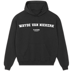 Wayde van Niekerk hoodie – black men's hoodie with white Wayde van Niekerk letters and Players Couture logo on the chest