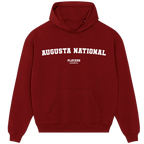 Augusta National hoodie – red men's hoodie with white Augusta National letters and Players Couture logo on the chest