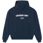 Cruden Bay hoodie – red men's hoodie with white Cruden Bay letters and Players Couture logo on the chest