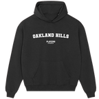 Oakland Hills hoodie – red men's hoodie with white Oakland Hills letters and Players Couture logo on the chest