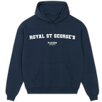 Royal St George's hoodie – red men's hoodie with white Royal St George's letters and Players Couture logo on the chest