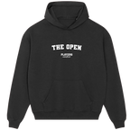 The Open hoodie – black men's hoodie with white The Open letters and Players Couture logo on the chest