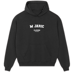 M Jaric (Nemanja Vidić) hoodie – grey men's hoodie with black M Jaric (Nemanja Vidić) letters and Players Couture logo on