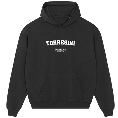 Torresini (Fernando Torres) hoodie – navy men's hoodie with white Torresini (Fernando Torres) letters and Players Couture
