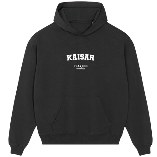 Kaisar (Oliver Kahn) hoodie – navy men's hoodie with white Kaisar (Oliver Kahn) letters and Players Couture logo on the chest