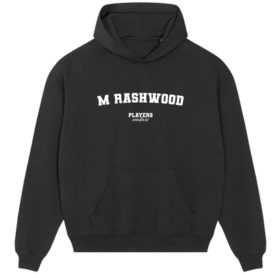M Rashwood (Marcus Rashford) hoodie – navy men's hoodie with white M Rashwood (Marcus Rashford) letters and Players Couture
