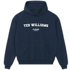 Ted Williams hoodie – red men's hoodie with white Ted Williams letters and Players Couture logo on the chest