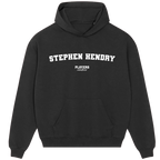 Stephen Hendry hoodie – black men's hoodie with white Stephen Hendry letters and Players Couture logo on the chest