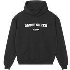 Davor Suker hoodie – black men's hoodie with white Davor Suker letters and Players Couture logo on the chest