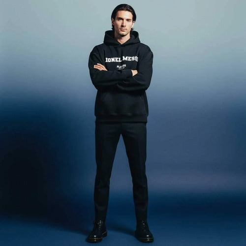 Lionel Messi hoodie – navy men's hoodie with white Lionel Messi letters and Players Couture logo on the chest