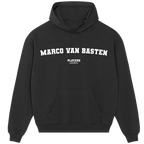 Marco van Basten hoodie – grey men's hoodie with black Marco van Basten letters and Players Couture logo on the chest