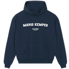 Mario Kempes hoodie – red men's hoodie with white Mario Kempes letters and Players Couture logo on the chest