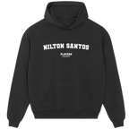 Nilton Santos hoodie – black men's hoodie with white Nilton Santos letters and Players Couture logo on the chest