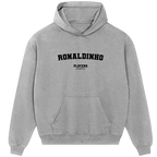 Ronaldinho hoodie – grey men's hoodie with black Ronaldinho letters and Players Couture logo on the chest
