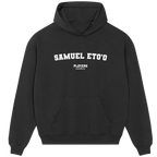 Samuel Eto’o hoodie – black men's hoodie with white Samuel Eto’o letters and Players Couture logo on the chest
