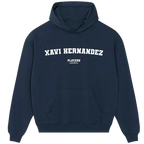 Xavi Hernandez hoodie – red men's hoodie with white Xavi Hernandez letters and Players Couture logo on the chest
