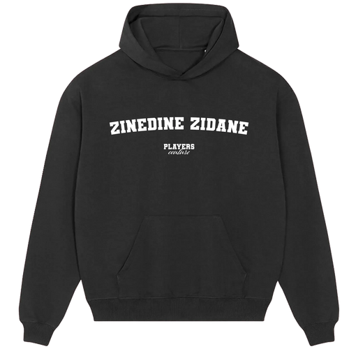 Zinedine Zidane hoodie – navy men's hoodie with white Zinedine Zidane letters and Players Couture logo on the chest