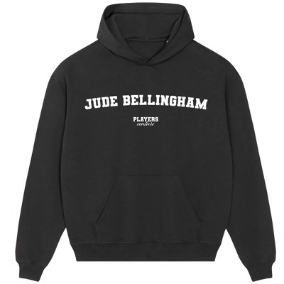Jude Bellingham hoodie – navy men's hoodie with white Jude Bellingham letters and Players Couture logo on the chest