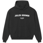 Jules Kounde hoodie – grey men's hoodie with black Jules Kounde letters and Players Couture logo on the chest