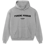 Ferenc Puskas hoodie – navy men's hoodie with white Ferenc Puskas letters and Players Couture logo on the chest