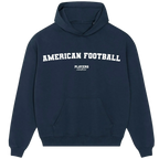 American Football hoodie – red men's hoodie with white American Football letters and Players Couture logo on the chest