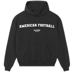 American Football hoodie – grey men's hoodie with black American Football letters and Players Couture logo on the chest