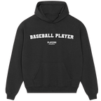 Baseball Player hoodie – navy men's hoodie with white Baseball Player letters and Players Couture logo on the chest